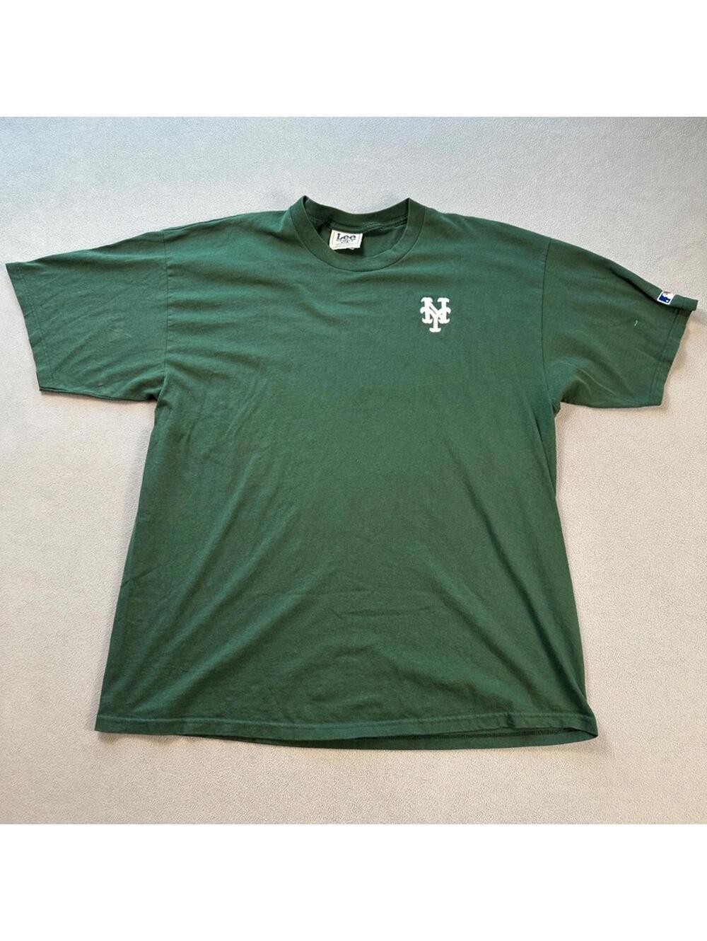 Vintage New York Mets Embroidered T Shirt Green MLB Lee Sport Nutmeg 90s 2XL‎